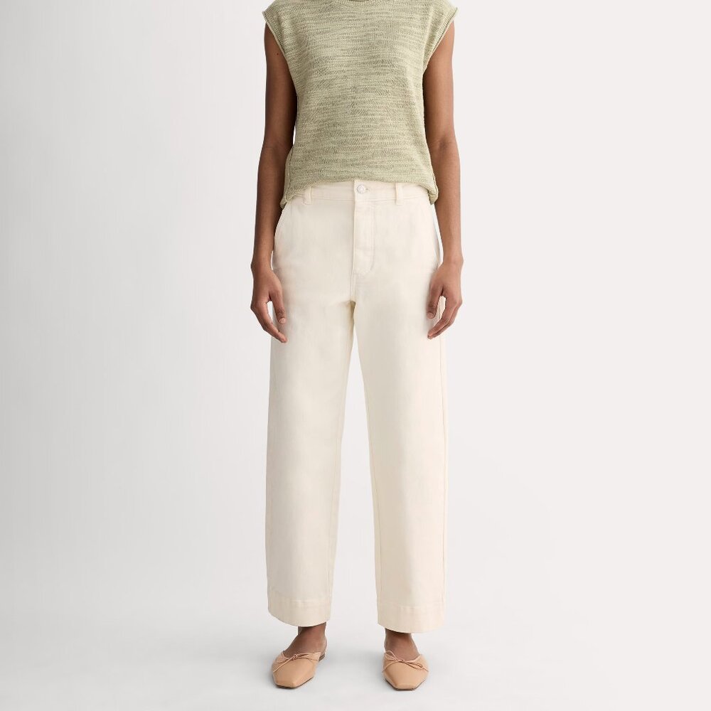 Everlane The Utility Straight Leg Pant High Waist in Bone, Size 00